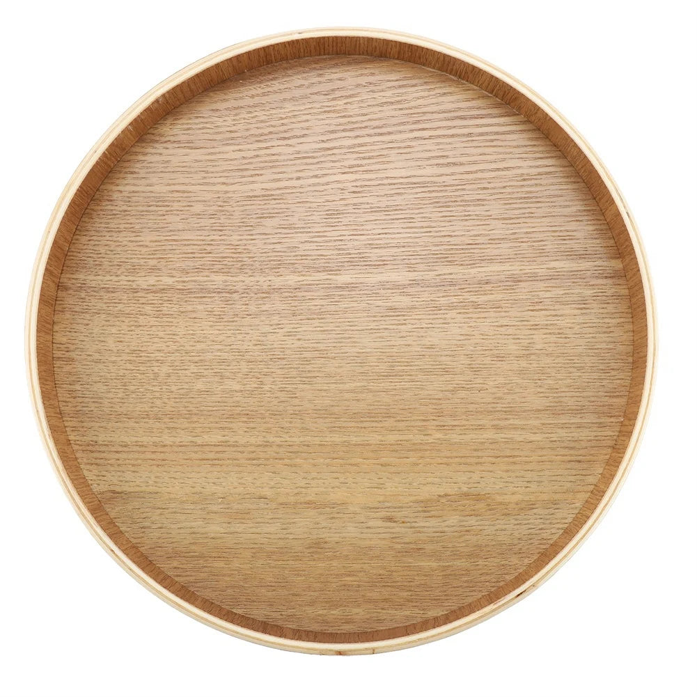 Plateau de service rond en bois naturel