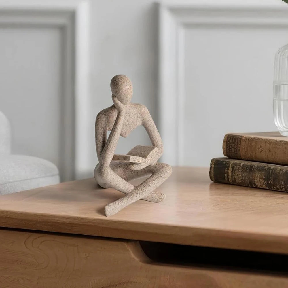 Statuette décorative abstraite - Lecture méditatif en résine