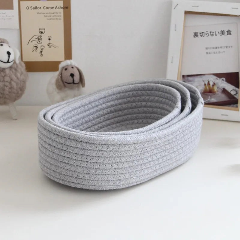 Panier de rangement tressé en corde de coton-Style nordique