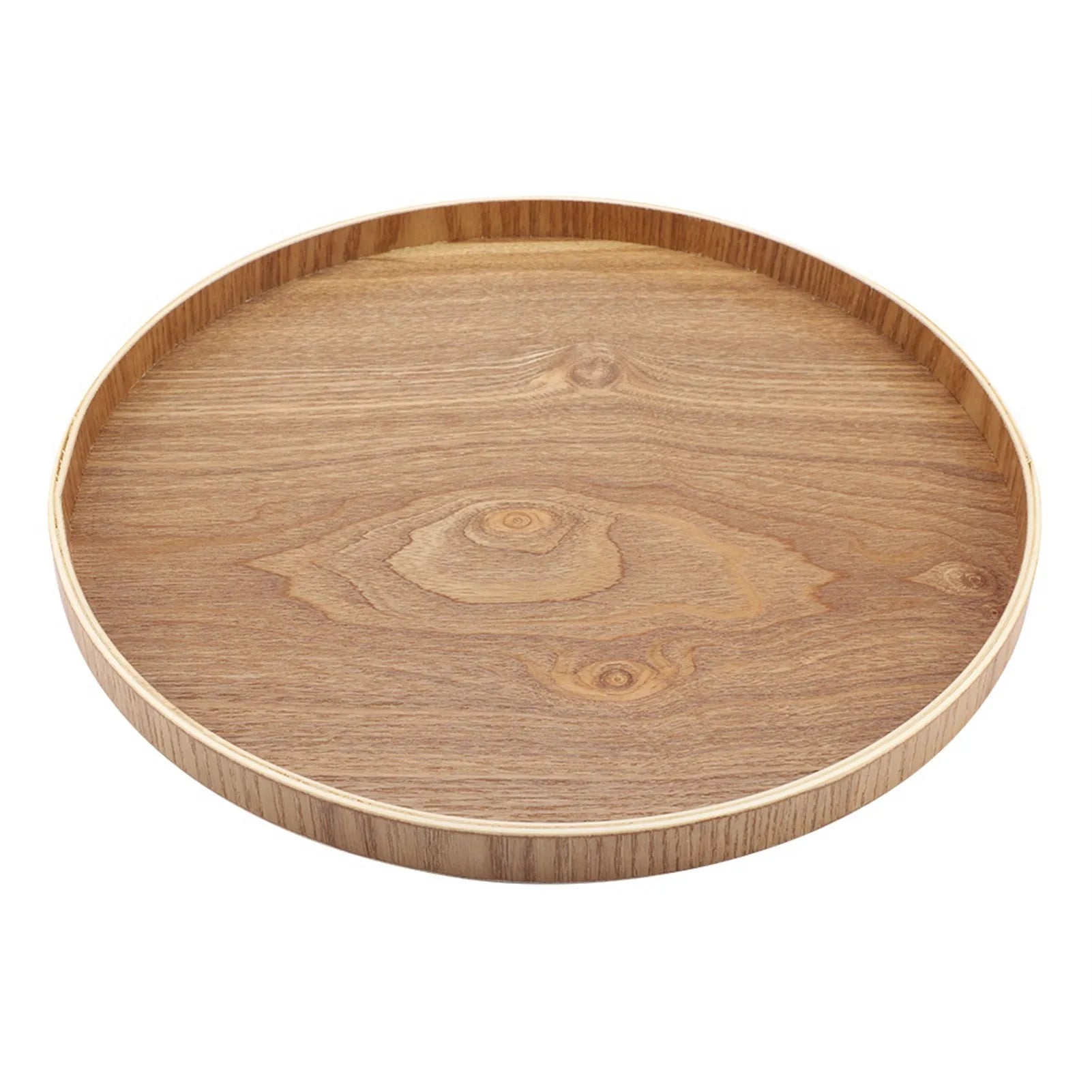 Plateau de service rond en bois naturel