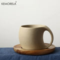 Tasse en céramique artisanale avec soucoupe en bois - 220ml