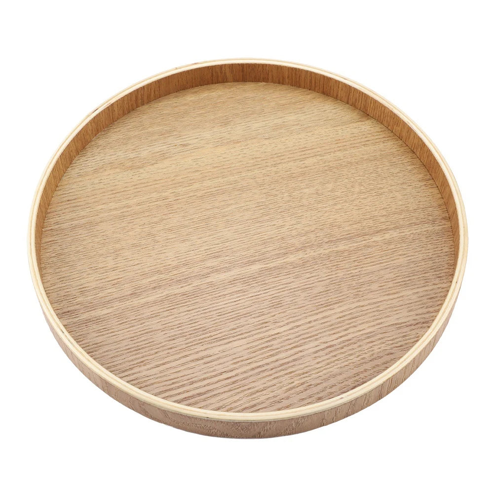 Round natural wood serving tray