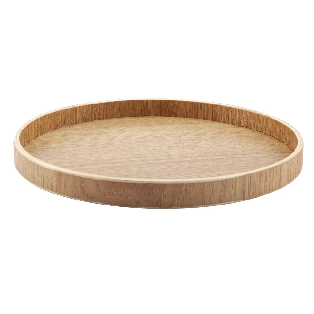 Plateau de service rond en bois naturel