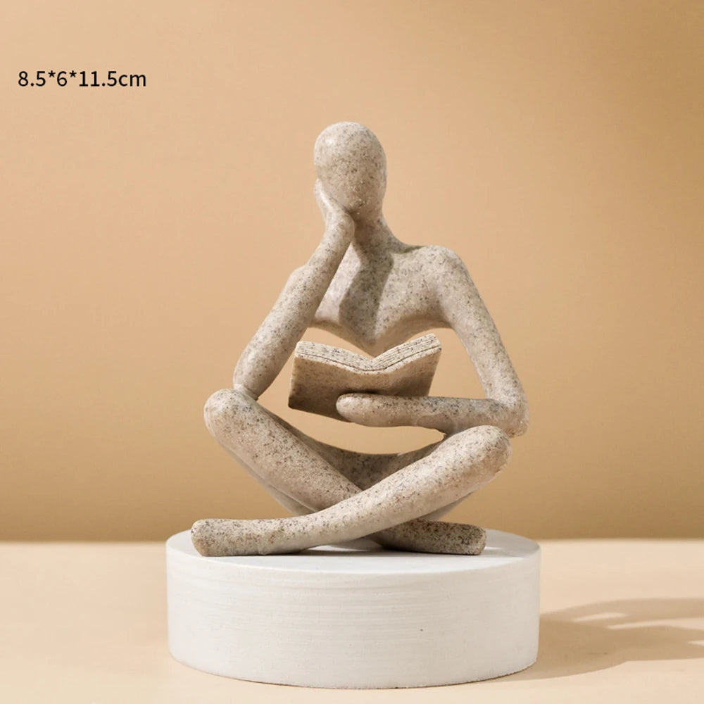 Statuette décorative abstraite - Lecture méditatif en résine