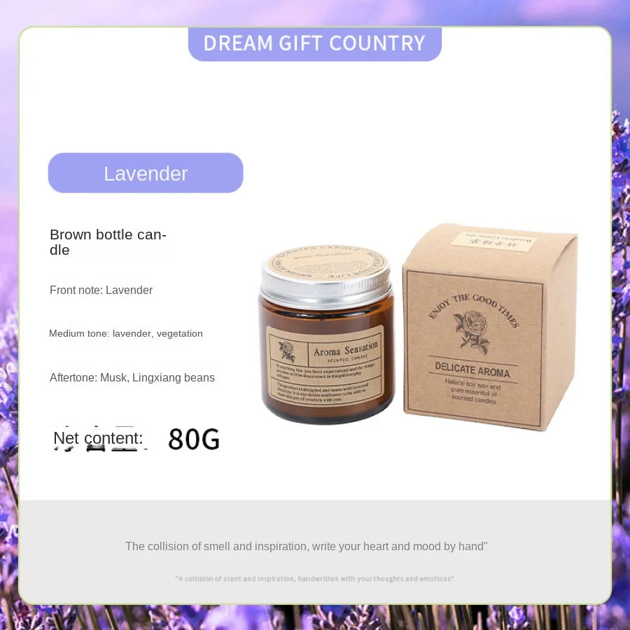 Bougie parfumé en cire de soja - Pot en verre ambré