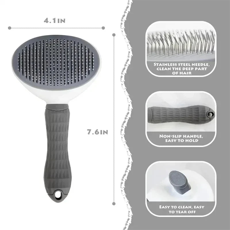 Brosse autonettoyante pour chiens et chats- retire les poils facilement