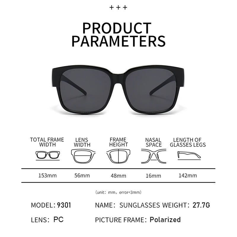 Lunettes de soleil polarisées à porter par-dessus vos lunettes de vue -Homme et femme