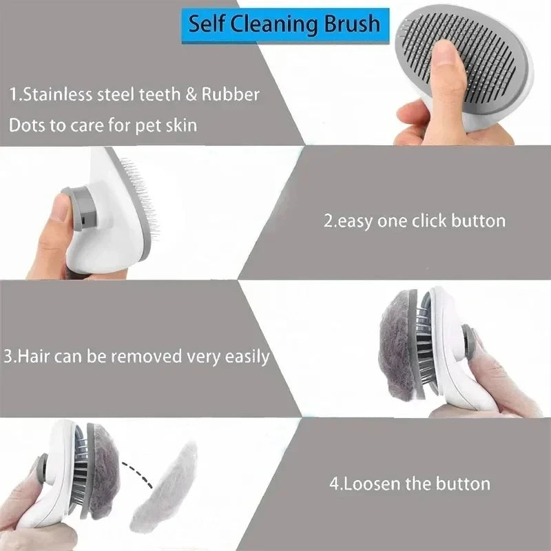 Brosse autonettoyante pour chiens et chats- retire les poils facilement