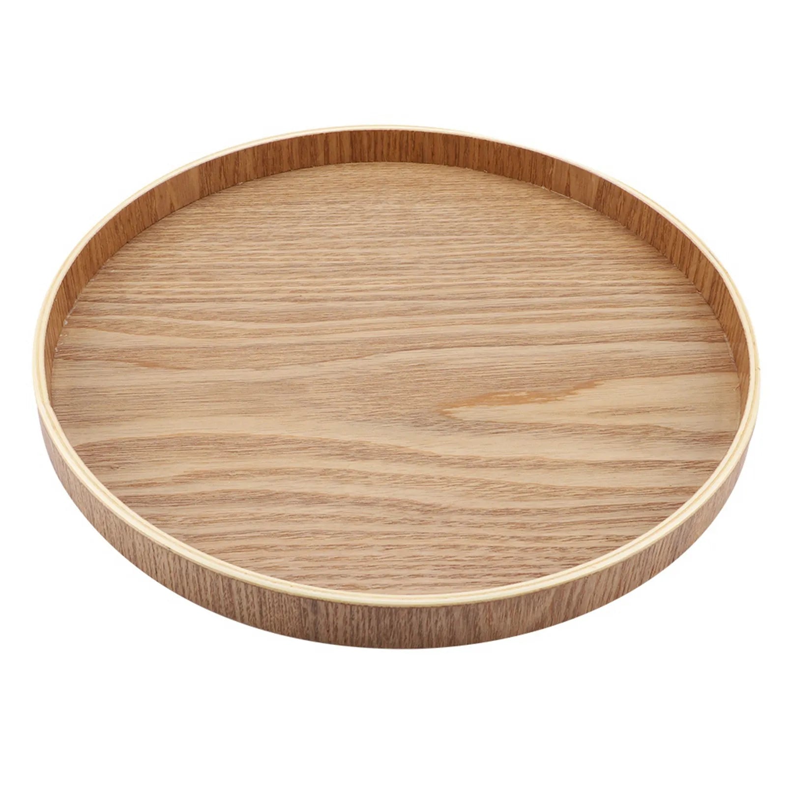 Round natural wood serving tray