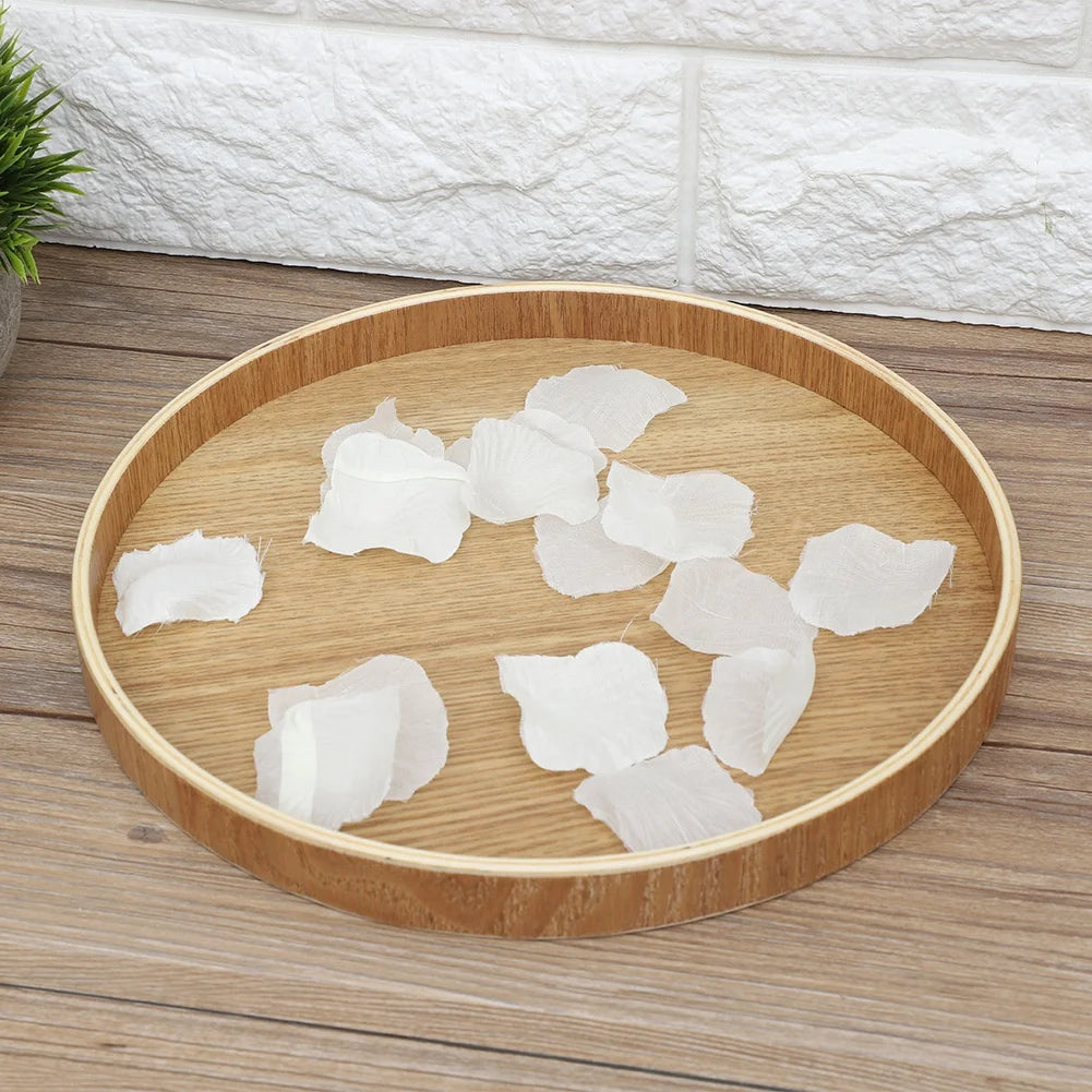 Plateau de service rond en bois naturel