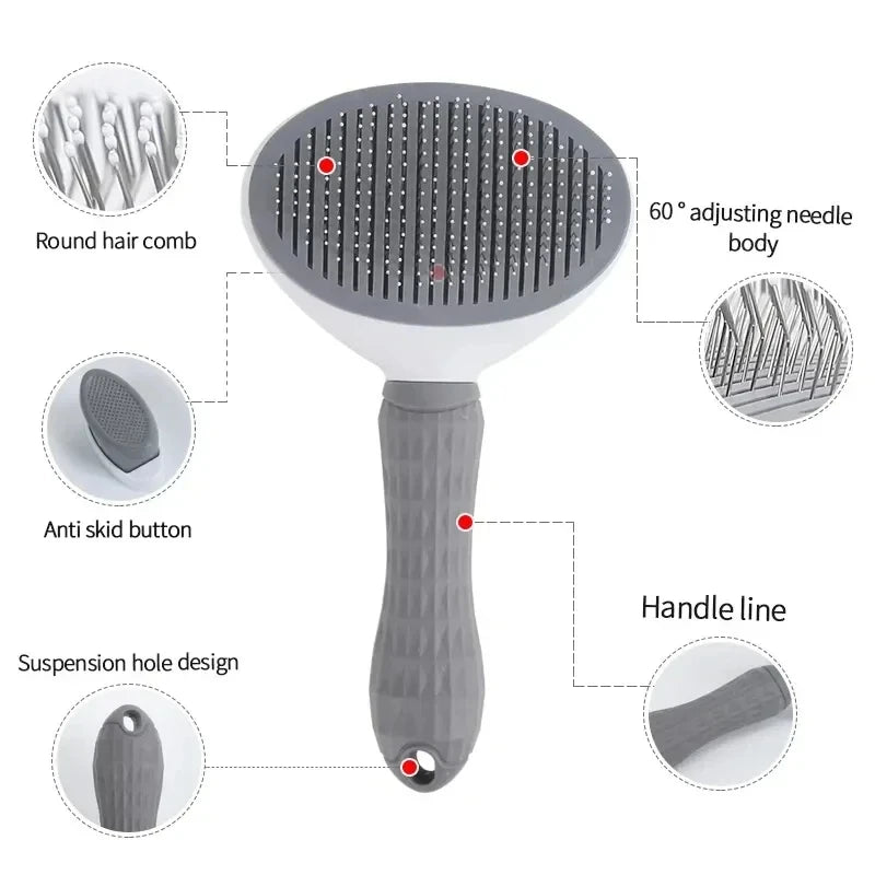 Brosse autonettoyante pour chiens et chats- retire les poils facilement