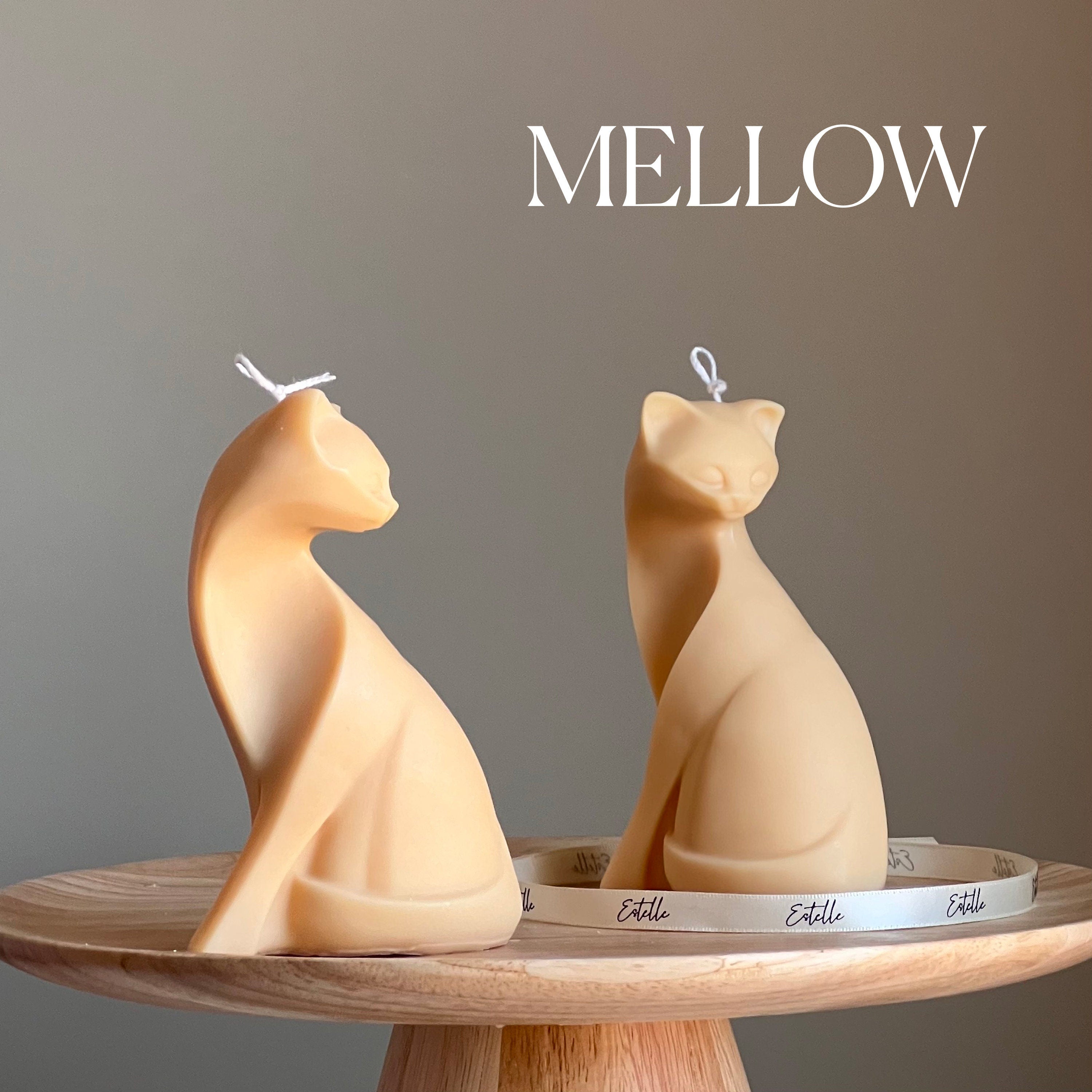 Handmade Soy Cat Candle | Unscented Decorative Pillar