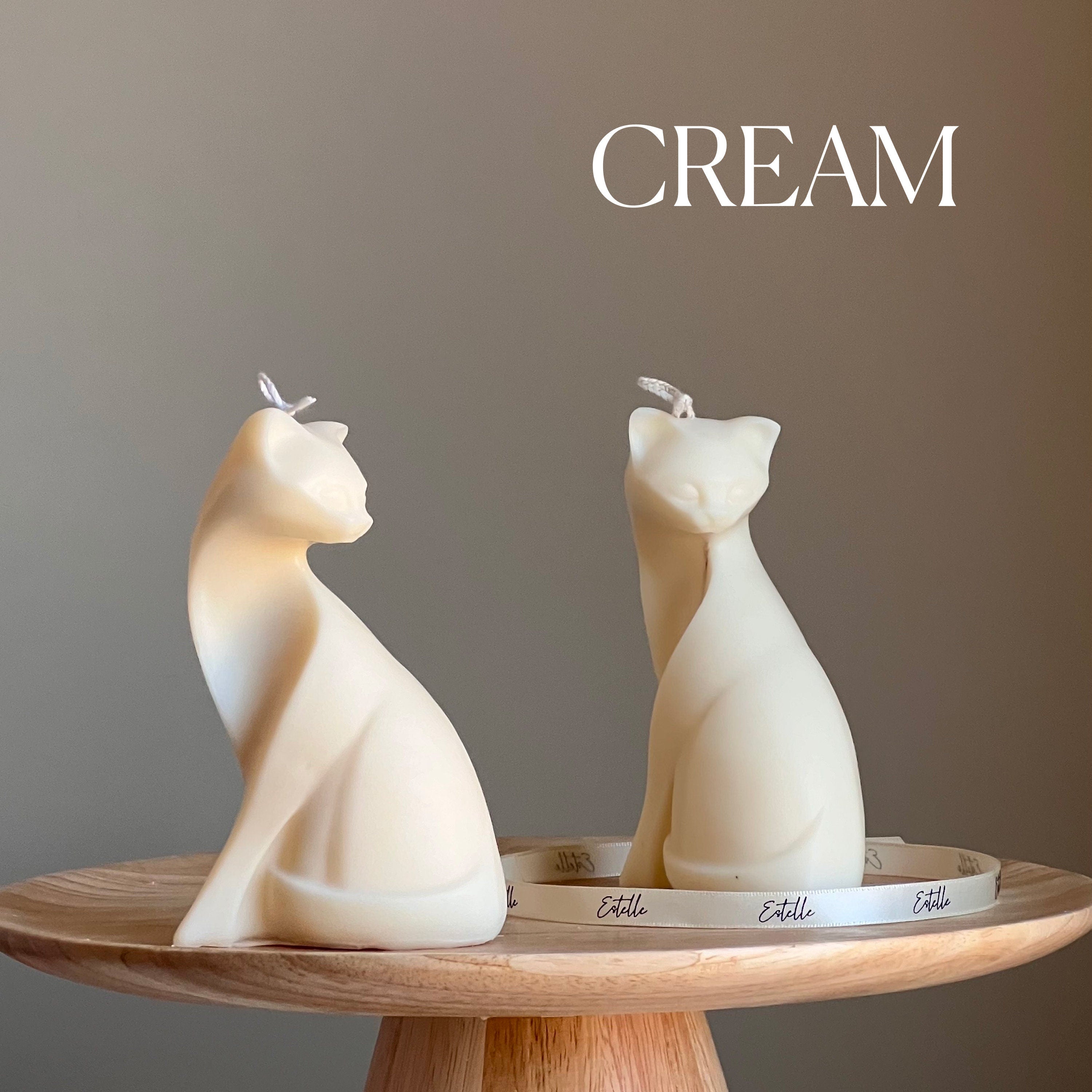 Handmade Soy Cat Candle | Unscented Decorative Pillar