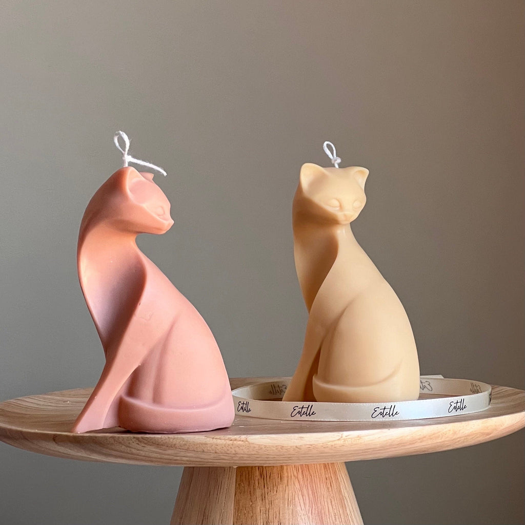 Handmade Soy Cat Candle | Unscented Decorative Pillar