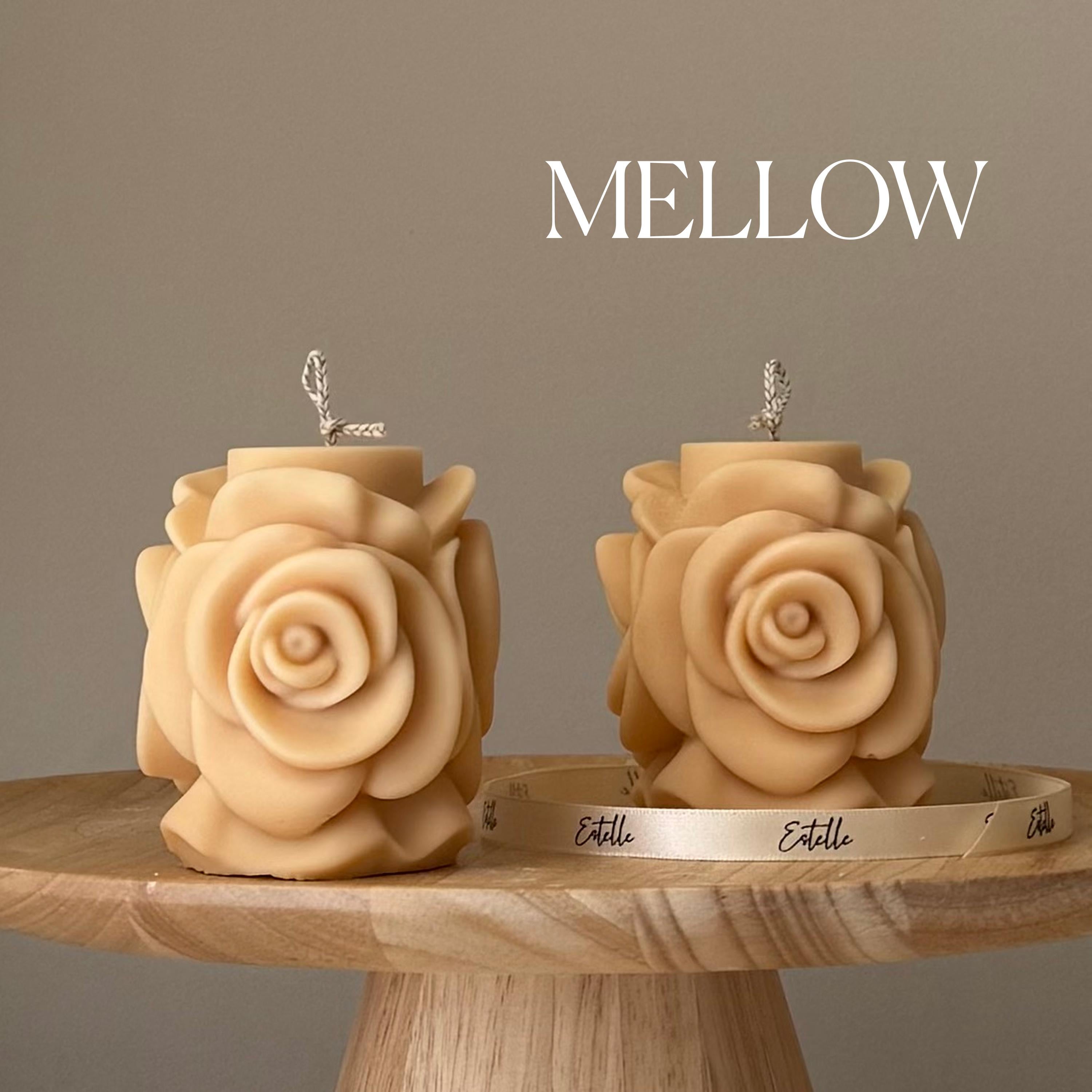 Handmade Rose Flower Candle: Vegan Soy Pillar Candle