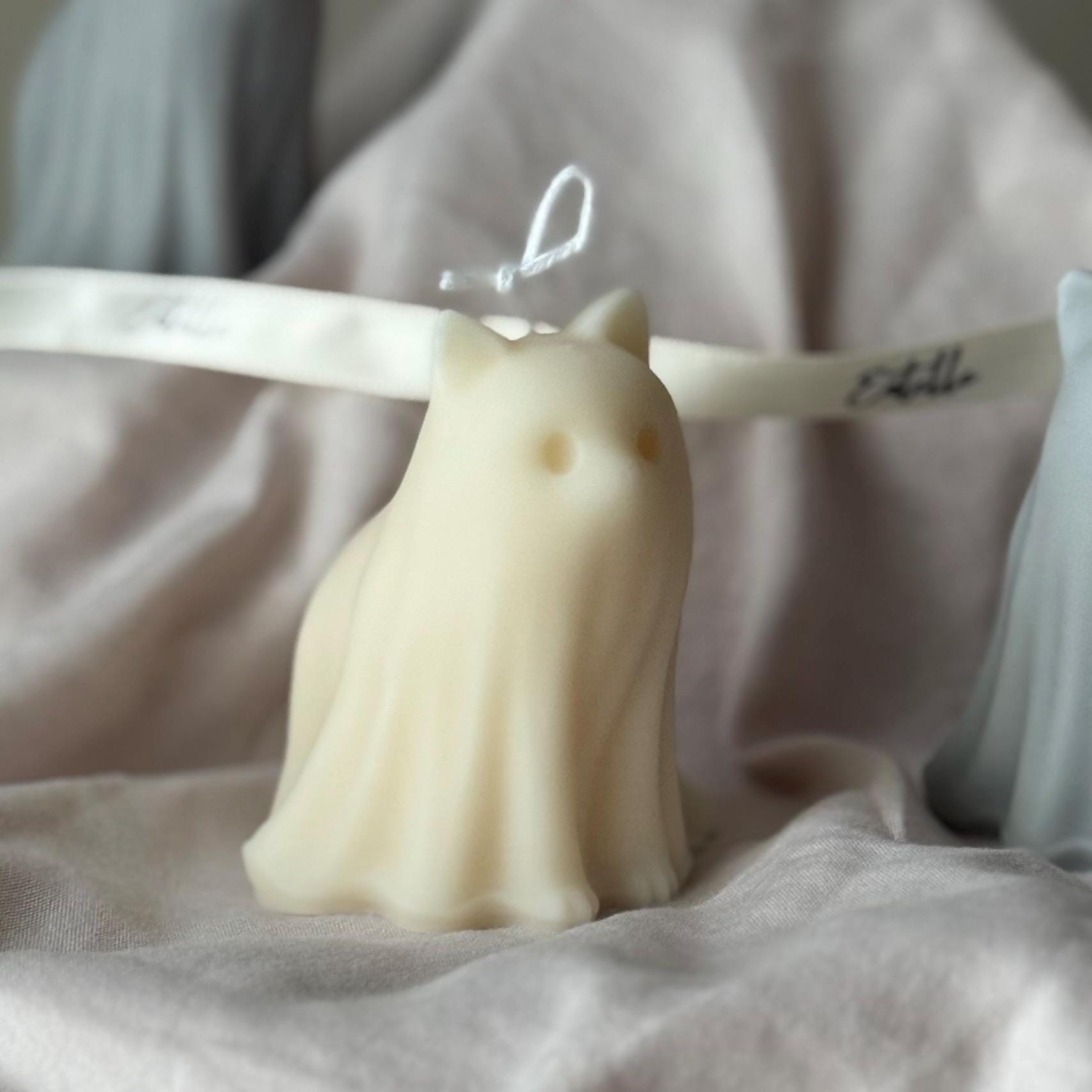 Halloween Cat & Dog Ghosts Candle Duo: Hand-Poured Soy Wax Sculptural Candles