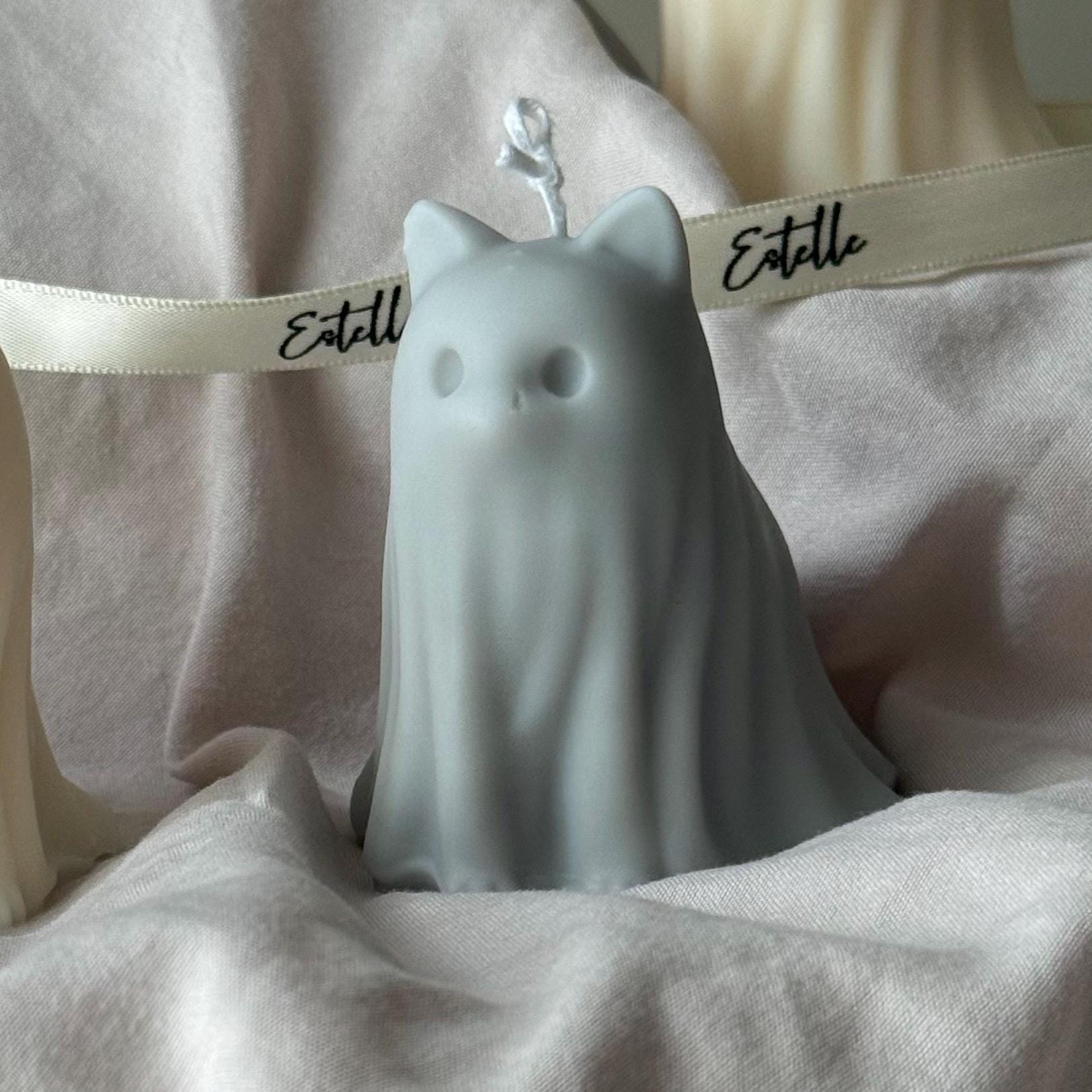 Halloween Cat & Dog Ghosts Candle Duo: Hand-Poured Soy Wax Sculptural Candles