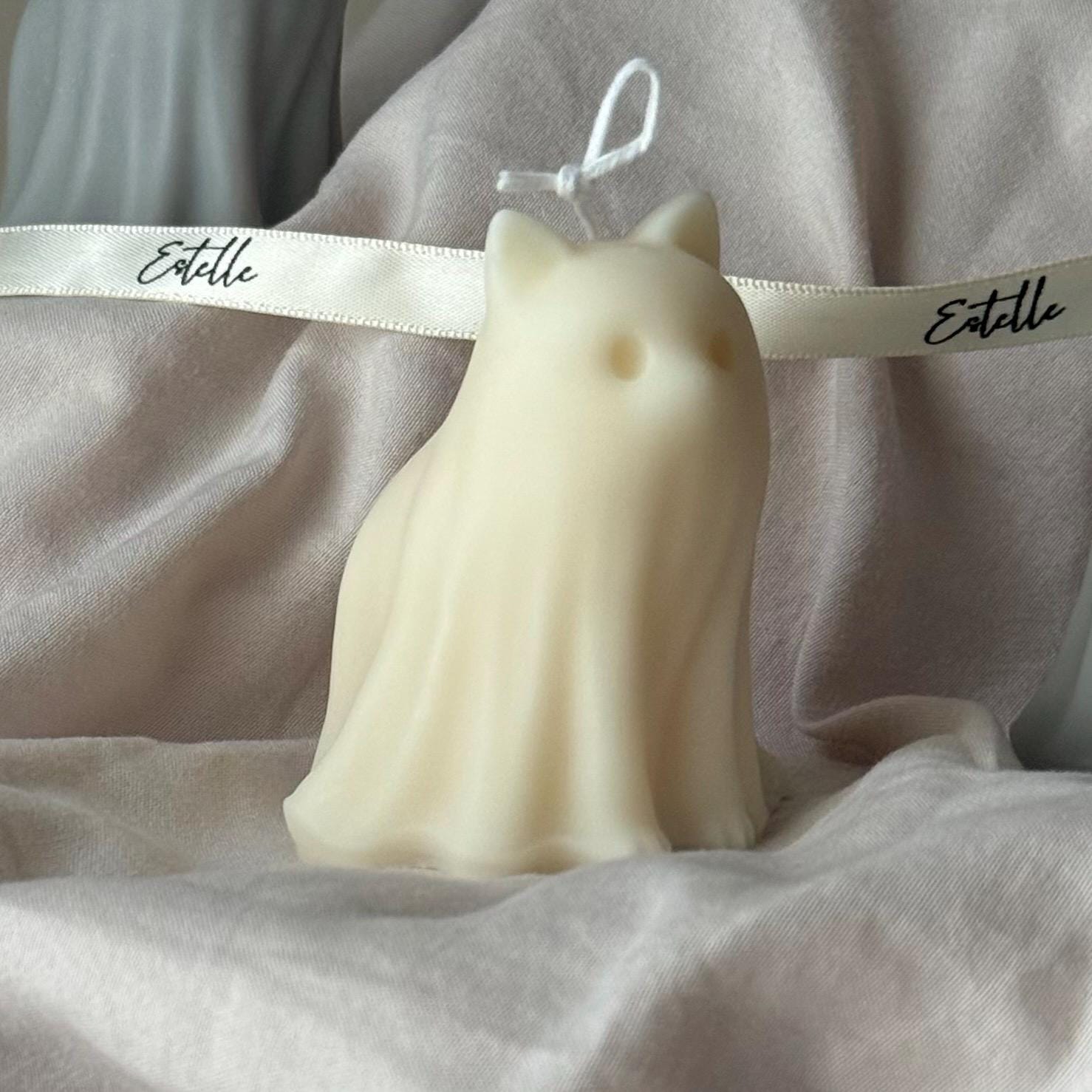 Halloween Cat & Dog Ghosts Candle Duo: Hand-Poured Soy Wax Sculptural Candles